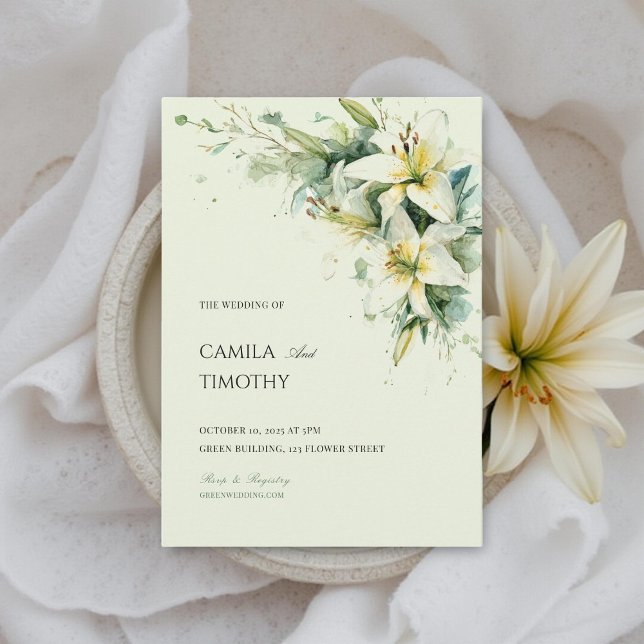 Sage Green Lily of the Valley Floral Wedding Invitation (Creator Uploaded)