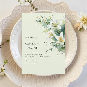Sage Green Lily of the Valley Floral Wedding Invitation