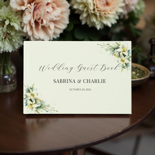 Sage Green Lily Valley Elegant Floral Guest Book (Creator Uploaded)