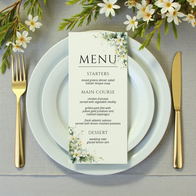 Sage Green Lily Valley Floral Wedding Menu (Sage Green Lily Valley Floral Wedding Menu)