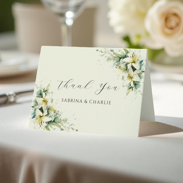 Sage Green Lily Valley Sophisticated Floral Thank You Card (Creator Uploaded)