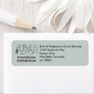 Sage Green Line Art DOULA Return Address Label