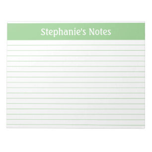 Sage Green Lined 11 x 8.5 Landscape Personalised Notepad