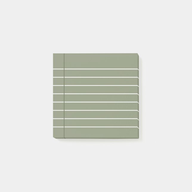Sage green lined note post-it notes (Front)