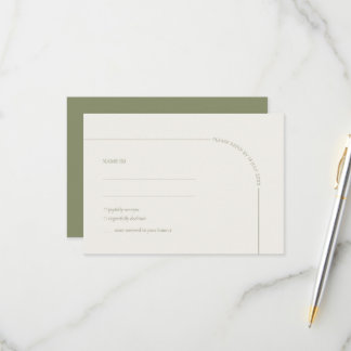 Sage Green & Linen Arch Minimalist Meal Choice  RSVP Card
