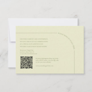 Sage Green & Linen QR Code Boho Minimalist  RSVP Card