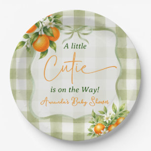 Sage Green Little Cutie Baby Shower Decor Paper Plate