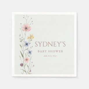 Sage Green Little Wildflower Baby Shower Napkin