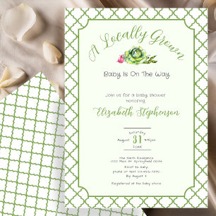 Sage Green Locally Grown Baby Shower Invitation