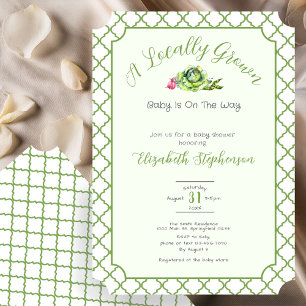 Sage Green Locally Grown Baby Shower Invitation