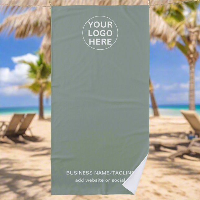 Sage Green Logo l Branded Promotional Business Beach Towel (Creator Uploaded)