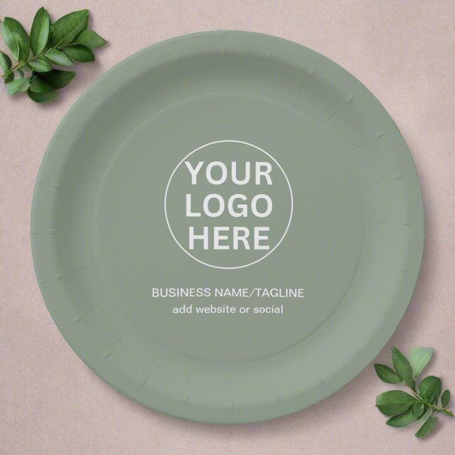 Sage Green Logo l Professional Business Events  Paper Plate (Creator Uploaded)
