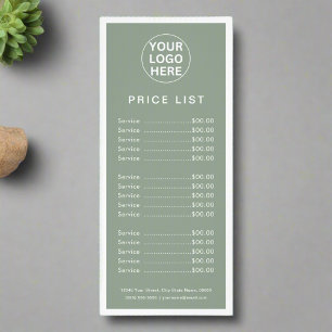 Sage Green Logo l Professional Price List Services Rack Card