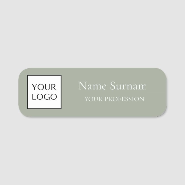 Sage Green Logo Promotional  Name Tag (Front)