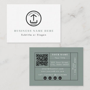 Sage Green Logo QR Code Social Media Contact Business Card