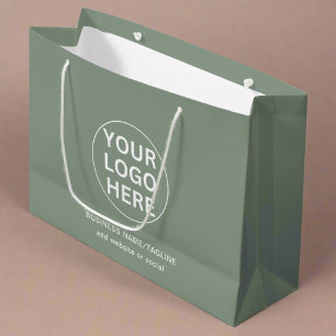 Sage Green Logo & Text l Professional Branded Large Gift Bag