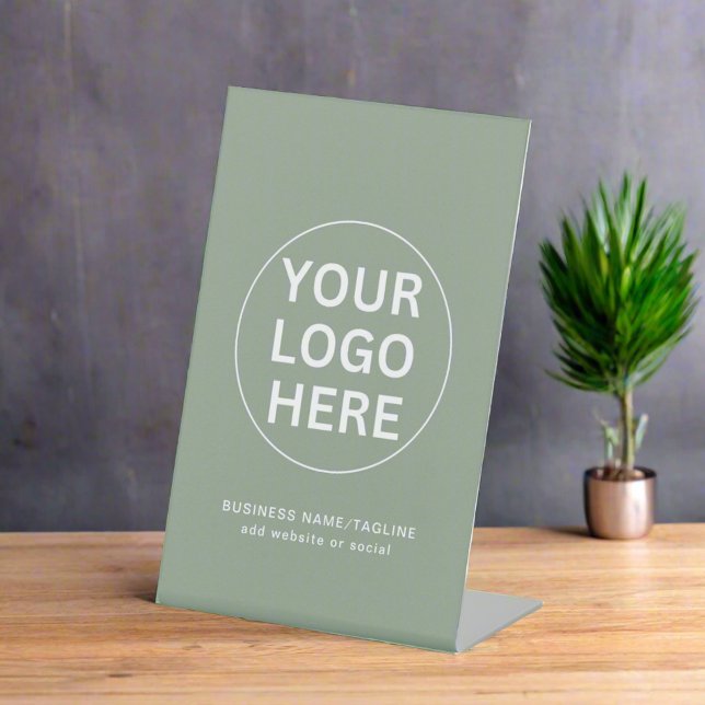 Sage Green Logo & Text l Professional Business  Pedestal Sign (Creator Uploaded)