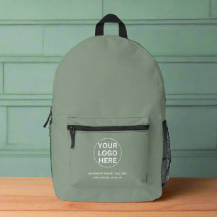 Sage Green Logo & Text  l Promotional Business  Printed Backpack