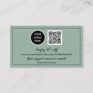 Sage Green Logo Thank you Business Reward Punch Loyalty Card