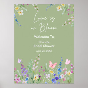 Sage Green Love is in Bloom Bridal Shower Welcome  Poster