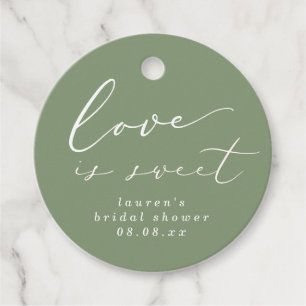 Sage Green Love is Sweet Bridal Shower Favour Tags