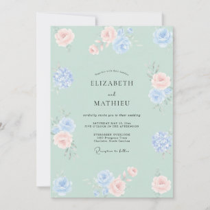 Sage Green Luminous Botanical Wedding Invitation