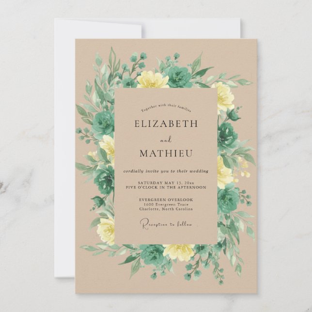 Sage Green Lush Rustic Wedding Invitation (Front)