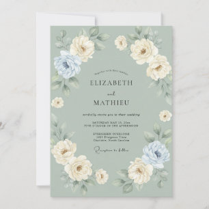 Sage Green Lush Spring Wedding Invitation