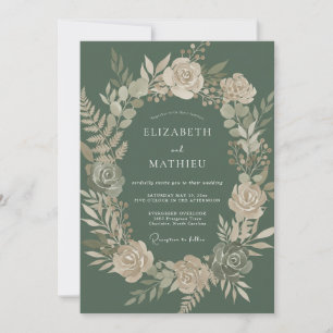 Sage Green Lustrous Woodland Wedding Invitation
