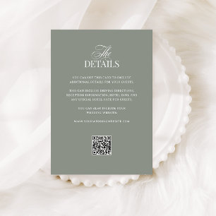 Sage Green Luxe   QR Code Wedding Guest Details Enclosure Card