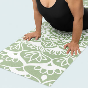 Sage Green Mandala Art Yoga Mat