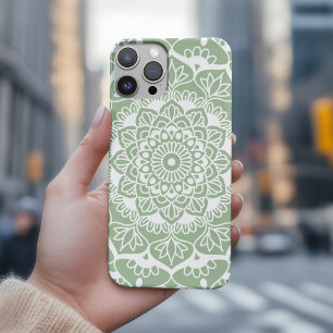 Sage Green Mandala Boho Chic iPhone 16 Pro Case