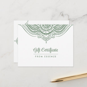 Sage-Green Mandala Gift Certificate Design Postcard