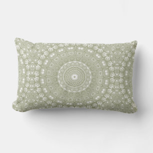 Sage Green Mandala Pattern Lumbar Cushion