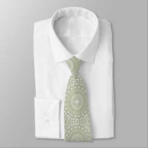 Sage Green Mandala Pattern Tie