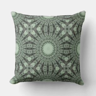 Sage Green Mandala with Leaf-Inspired Pattern Cushion