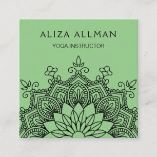 Sage Green Mandala Yoga Instructor Square Business Card