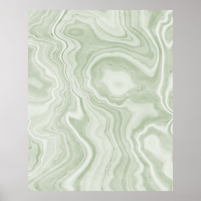 Sage Green Marble Texture Poster (Front)