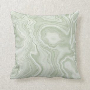 Sage Green Marble Throw Pillow