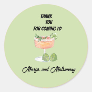 sage green margs and matrimony thank you classic round sticker