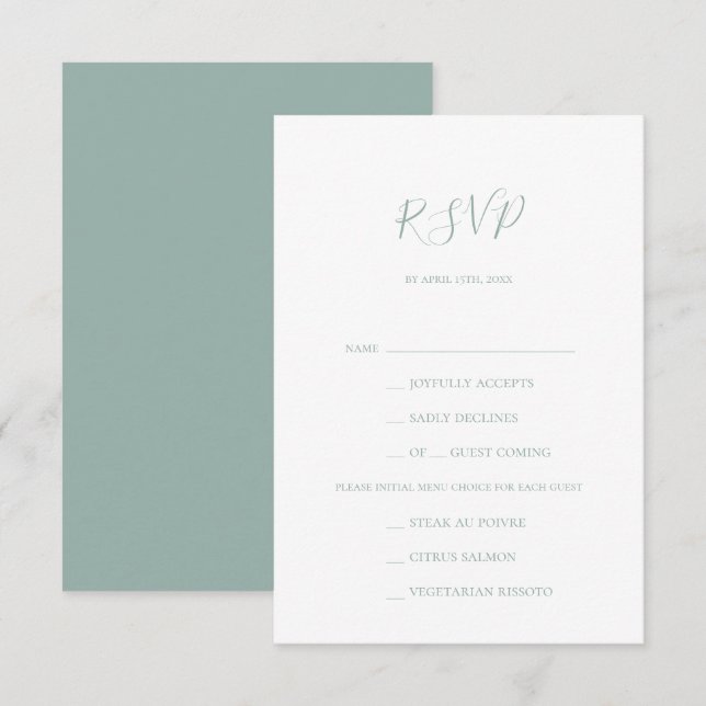 Sage Green Menu Choice RSVP Card (Front/Back)