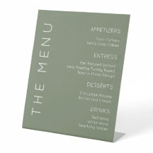 Sage Green Menu Sign, Modern Menu Sign