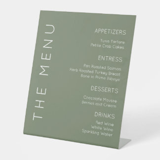 Sage Green Menu Sign, Modern Menu Sign