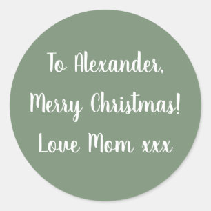 Sage Green Merry Christmas from Mum gift tag