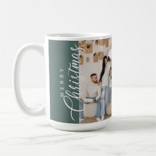 Sage Green Merry Christmas Photo Mug