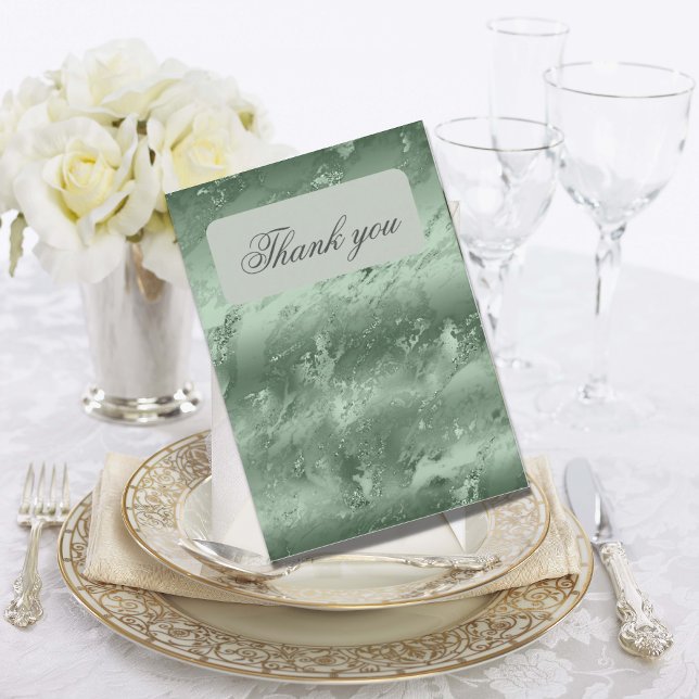 Sage Green Metallic Tiara Elegant Quinceañera Thank You Card (Creator Uploaded)