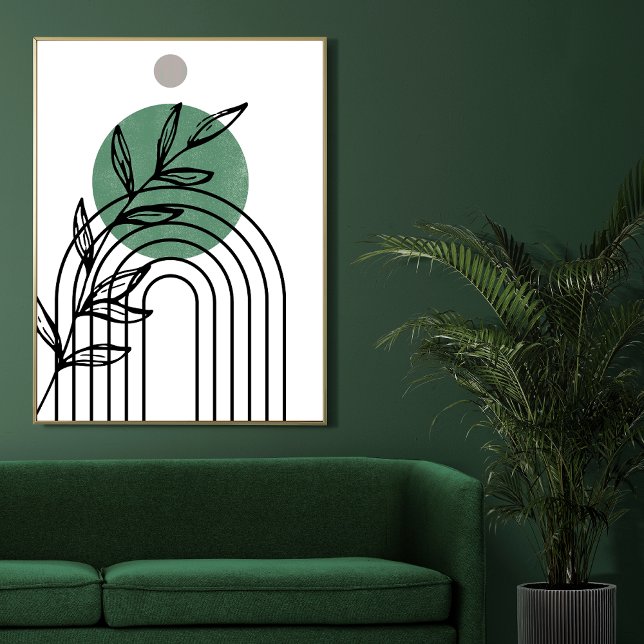 Sage Green Mid-Century Botanical Geometric Poster (Creator Uploaded)