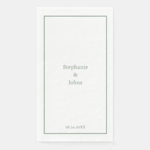 Sage Green  Minimal Elegant Custom Name Wedding Napkin
