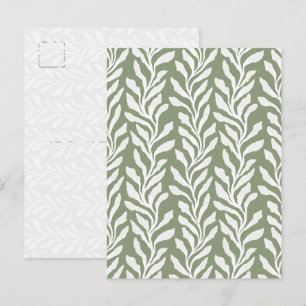 Sage Green Minimal Modern Organic Seaweed Holiday Postcard