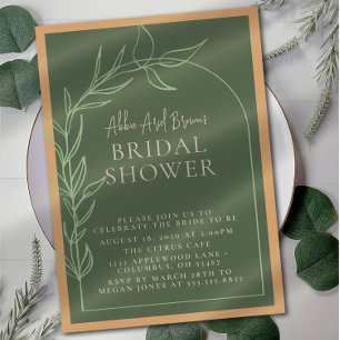 Sage Green Minimal Script Text Bridal Shower  Invitation